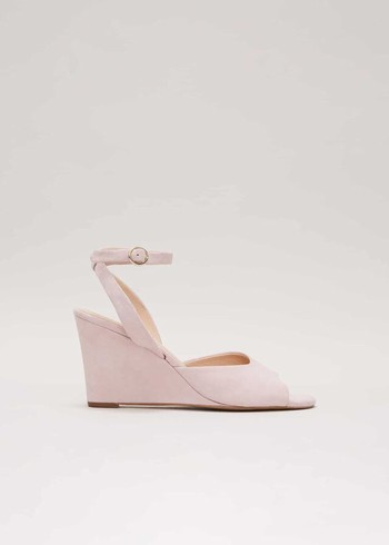 Phase Eight Ankle Strap Peep Toe Wedge Heels Pink Australia | LR3524607